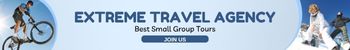 Blue Photo Minimalistic Extreme Travel Agency Mobile Banner